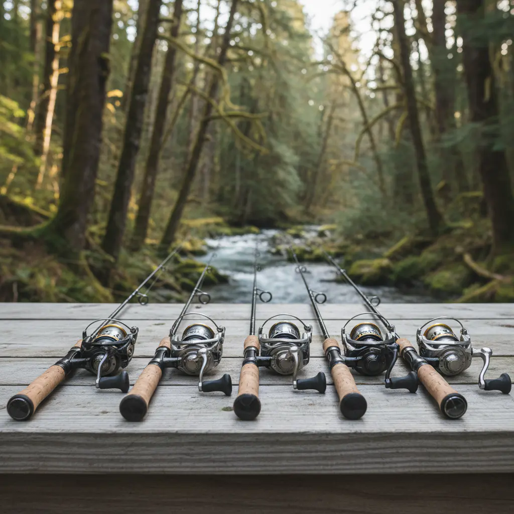 High-end fishing equipment arranged neatly